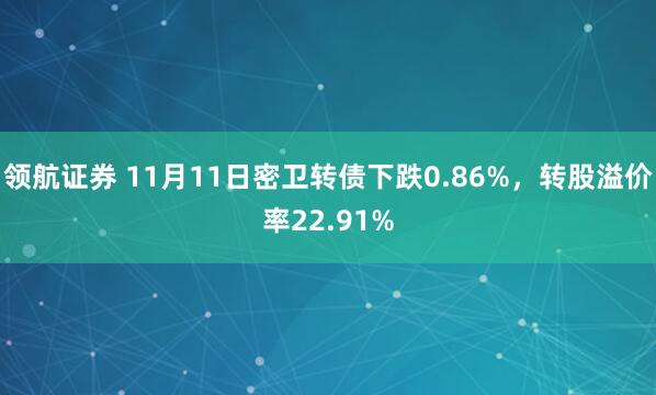 领航证券 11月11日密卫转债下跌0.86%，转股溢价率22.91%